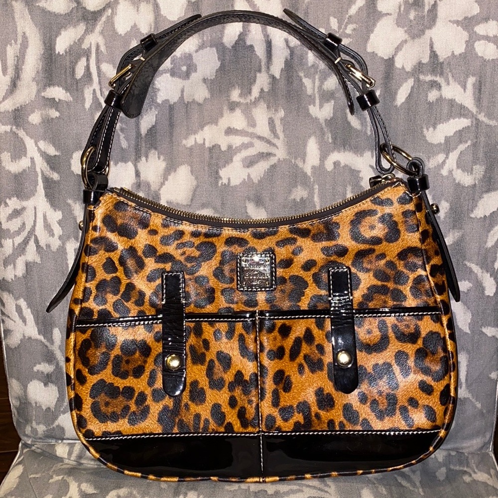 DOONEY & BOURKE Cheetah Print Patent Leather Hobo